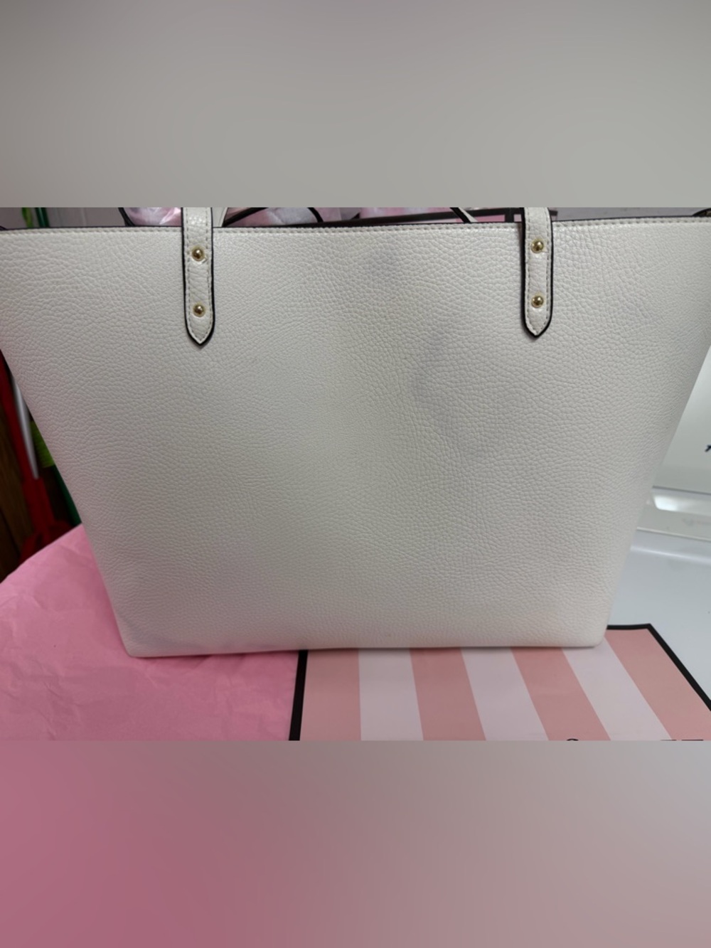 Victoria's Secret White and Gold Accent Tote
